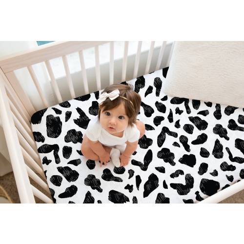 Cow Crib Sheet, Crib Sheets Girl, Cow Crib Bedding, Baby Girl Bedding, Black And White Crib Sheet, Cow Pattern Crib Sheet, Farm Crib Bedding