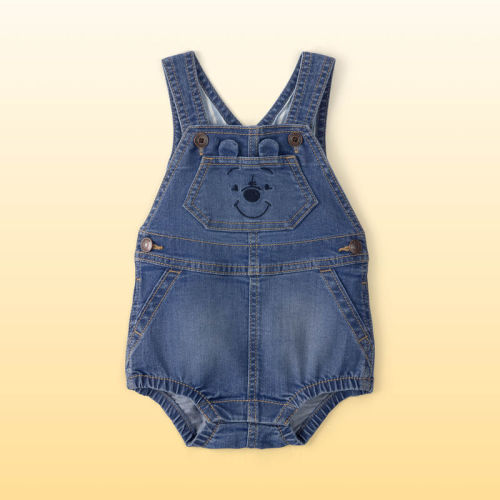 Baby Disney© Winnie the Pooh Embroidered Stretch Denim Bubble Romper - Medium Wash | Carter’s Oshkosh Canada