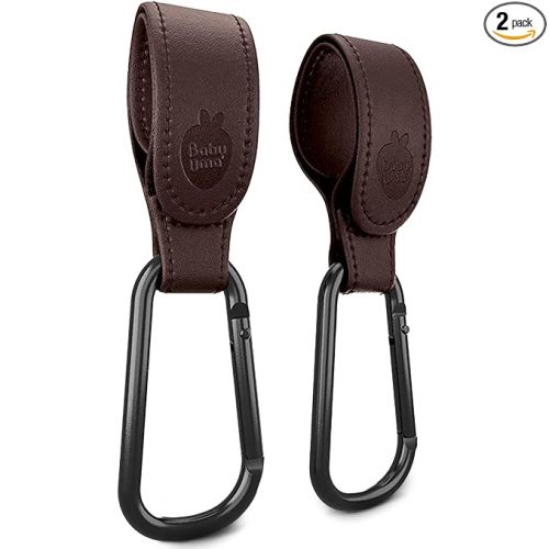 Baby Uma Stroller Hooks for Bags (2 Pack)- Dark Brown