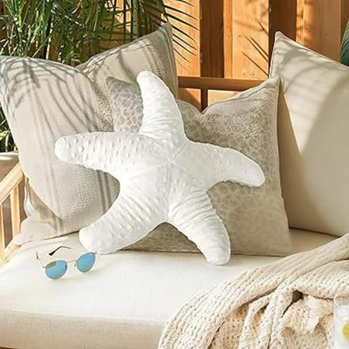 Coastal Throw Pillows,Starfish Seahors Pillows,Beach Ocean Nautical Themed Decorative Throw Pillows for Couch Sofa Bed