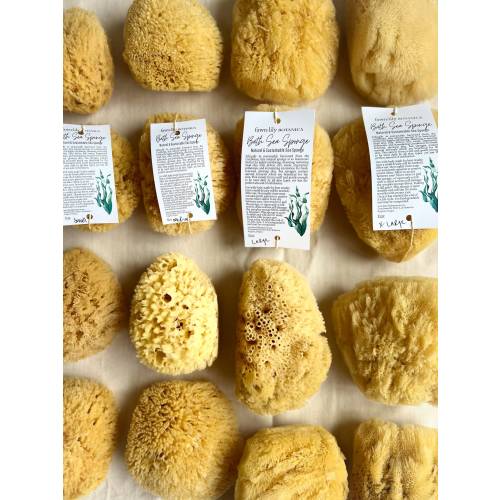 Sustainable Bath Sea Sponges - natural gentle body exfoliation for bath and body, sustainable, eco friendly, renewable materials, cut