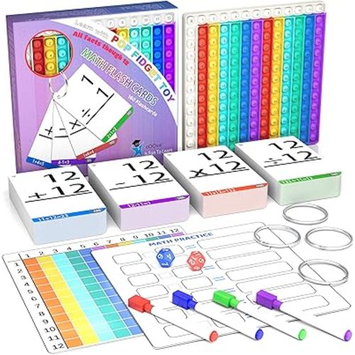 Math Games for Kids - Math Flash Cards - Interactive Practice Kit Pop It Practice with Addition, Subtraction, Multiplication & Division - Ideal for Learning and Skill Building - Ages 4-8