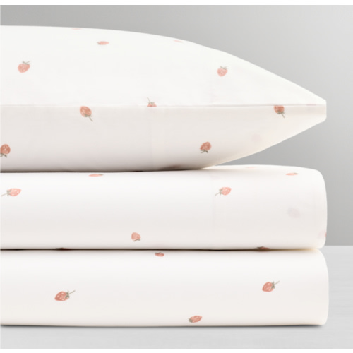 Watercolor Strawberry Organic Cotton Crib Sheet | RH Baby & Child