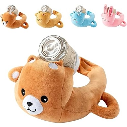 2027 New Bottle Holder Pillow Plush for Self Feeding, Hands Free Feeding Nursing Assistant, Ergonomic Support Cushion, Machine Washable，Brown