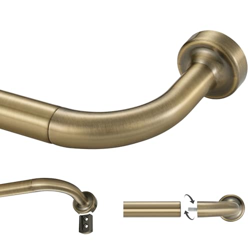 Antique Bronze Curtain Rod, 28-86" Adjustable, 1" Diameter, Aluminum Finish, Wall Mounted