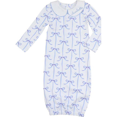 Blue Bow Knit Baby Gown
