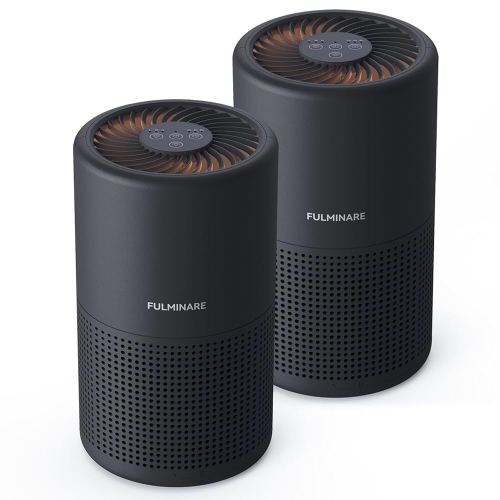 FULMINARE Air Purifiers for Bedroom H13 True HEPA Air Filter Quiet Air Cleaner With Night Light Portable Small Air Purifier for Home, Office, Living Room (Black 2 Pack)