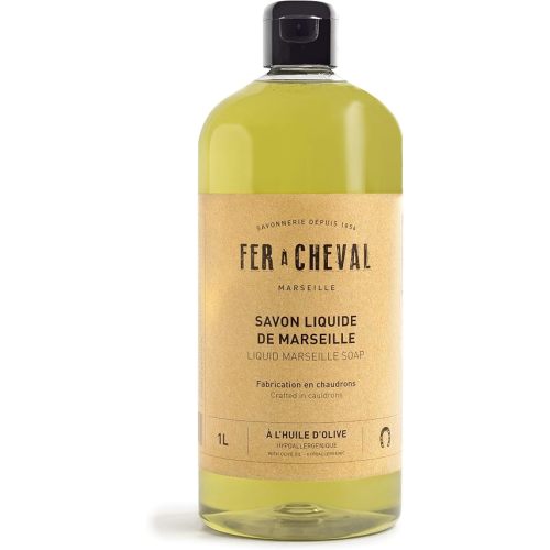Fer à Cheval Savon De Marseille Liquid Soap, Organic Olive Oil Soap, 1 L / 33.81 fl oz
