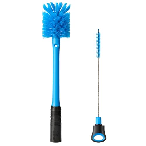 MOSOLAN 2-in-1 Bottle Brush and Straw Cleaner Brush, Breezy Blue, 1 Pack | Long Handle Water Bottle Scrubbing Brush for Water Bottles, Glasswares, Mugs, Flasks, Tumblers and Kitchen Sink