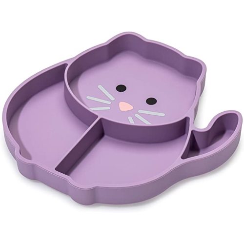 melii Divided Silicone Suction Plate - 100% Silicone, for Baby + Toddlers – BPA Free, Dishwasher & Microwave Safe (Cat)