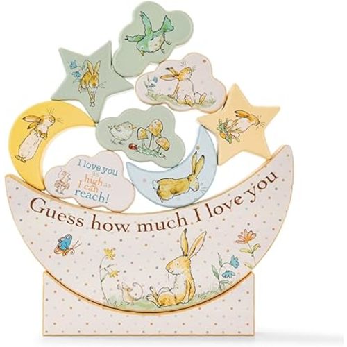 KIDS PREFERRED Guess How Much I Love You Wooden Balancing Stacker Toy and Decoration Educational Preschool Learning Wooden Blocks for Babies, Toddlers, and Kids