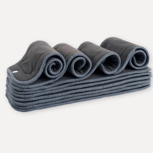 5 Layer Charcoal & Microfiber Inserts - 10 Pack with Snaps