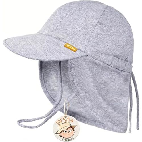 FURTALK Baby Sun Hat UPF 50+ UV Ray Sun Protection Cotton Toddler Hats for Boys Girls (6-24 Months, Grey)