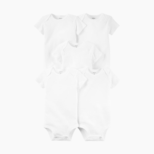 Carter's 5-Pack Short-Sleeve Bodysuits - True White, 3-6 M