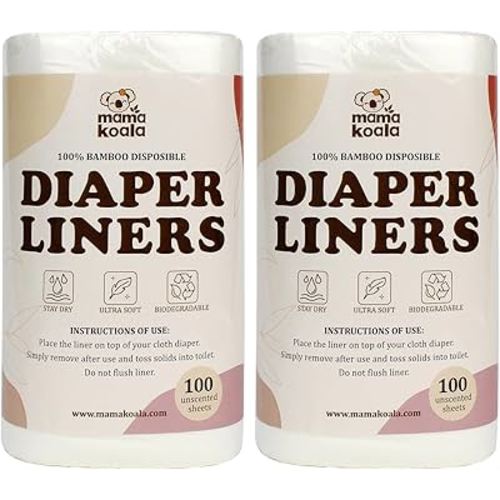 Mama Koala Disposable Natural Diaper Liners for Cloth Diapers, 200 Sheets (2 Pack)
