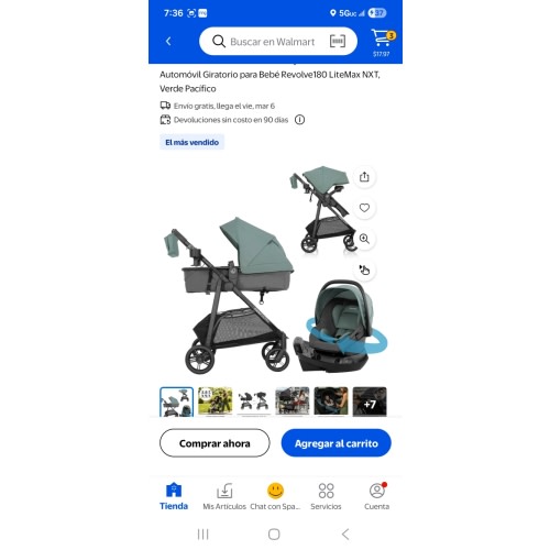 Evenflo Omni Sistema de Viaje Ultra con Asiento Infantil de Automóvil Giratorio Revolve180 LiteMax NXT, Pacific Green