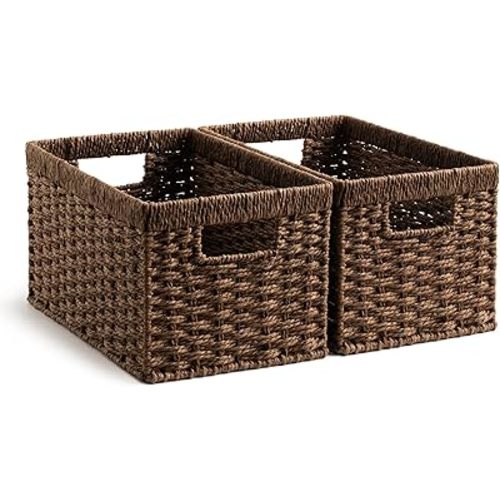 StorageWorks Rectangular Wicker Storage Baskets for Organizing, 2-Pack