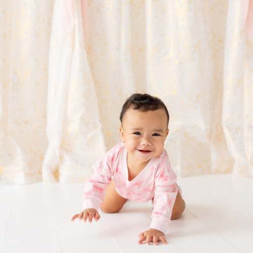 Bow Trellis Long Sleeve Romper, Ballet - Sweet Wink | Maisonette