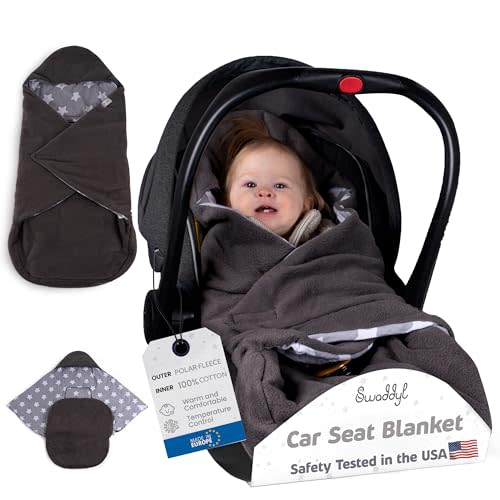 SWADDYL Car seat Blankets for Babies - Baby Footmuff - Carseat Swaddle Blanket - Stroller Bunting Bag for Infants - Baby Newborn Winter Gear (Grey/Stars)