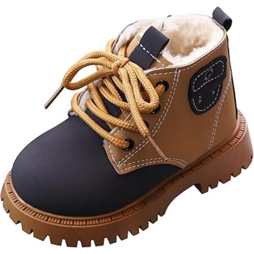 Happy Cherry Infant Boots Boy Autumn Winter Comfort Boots Lace-Up Work Boots High Top Ankle Shoes for Baby Girls