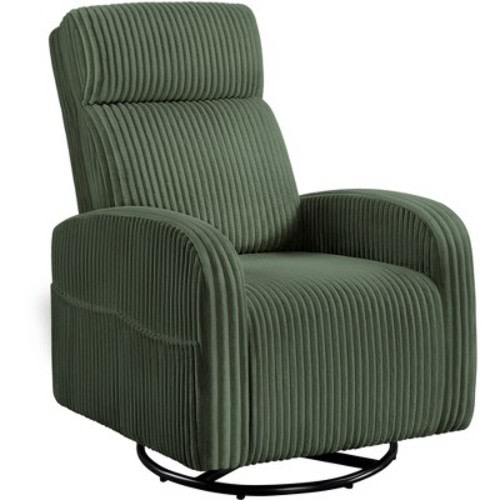 Yaheetech Corduroy Swivel Nursery Glider Chair Rocker Chair, Dark Green