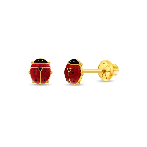 14k Colorful Ladybug Earrings