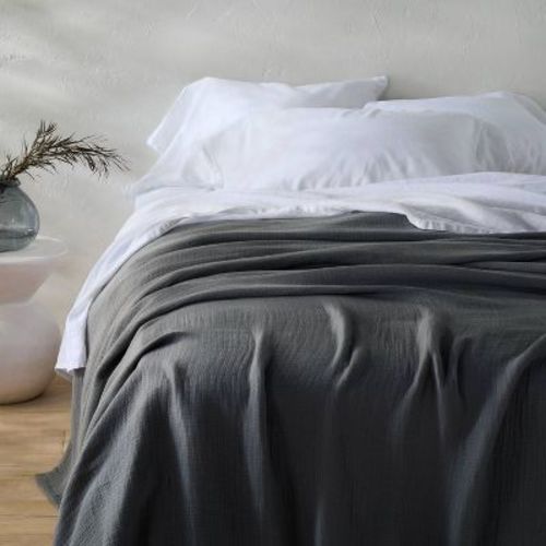 Full/Queen Rayon from Bamboo Matelasse Blanket Dark Gray - Casaluna™