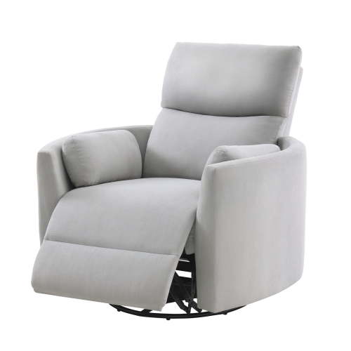 Merluxy Power Swivel Recliner Chair with USB Charging & 2 Pillows, Glider Rocker for Nursery and Living Room, Grey Fabric