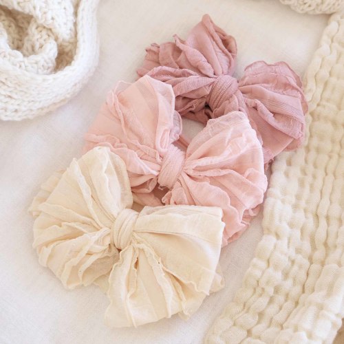 Large Ruffle Knit Bow | Pinks