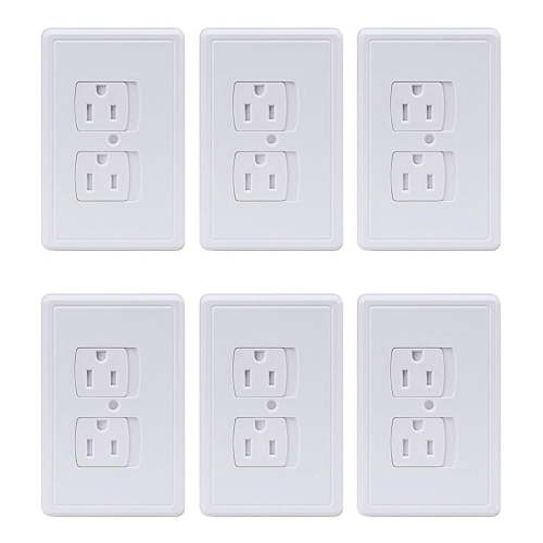 6-Pack Safety Self-Closing Outlet Covers, Wall Socket Plate Automatic Sliding Cap Cover for Child Proofing Outlets