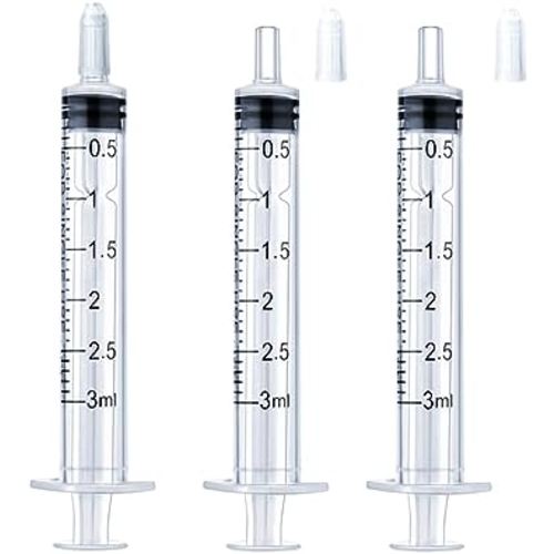 3ml Syringe for Liquid, Oral, Scientific Labs, Measurement, Dispensing, with Cap- 3 Pack 3ml Syringes