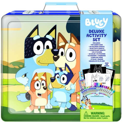 Bluey Deluxe Art Set with Metal Carrying Case for Kids Over 200 Pieces Colorful