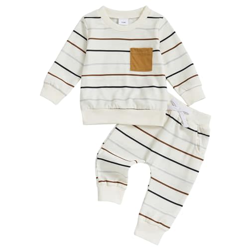 Toddler Baby Boy Clothes Striped Outfits Fashion Fall Winter Sweatshirt Sweat Pant Kids Tops Shirt Pant Sets
