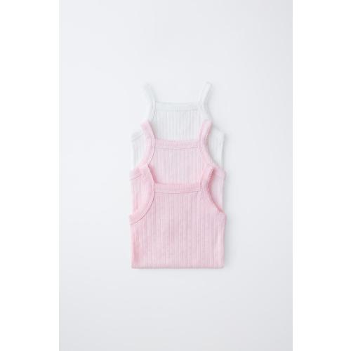 THREE-PACK OF POINTELLE STRAP BODYSUITS - Pink | ZARA United States