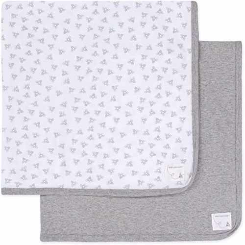 Burt's Bees Baby Infant Receiving Blankets, Made with 100% Organic Cotton, Stretchy and Soft Honey Bee Newborn Swaddle Blanket - Size 29 x 29 Inches - 2 Pack Set