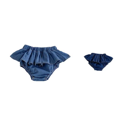 ZHOGXU Toddler Kids Girls Denim Shorts Elastic Waist Ruffle Summer Casual Lightweight Comfortable Shorts For Casual Daily Wear,Sky Blue,3-6 Months