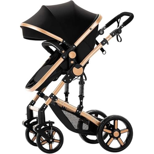 Baby Stroller Baby Prams Pushchair 2 in 1, Foldable, Portable, Comfortable, for Infant Toddler Aged 0-36 Months (588-BG)