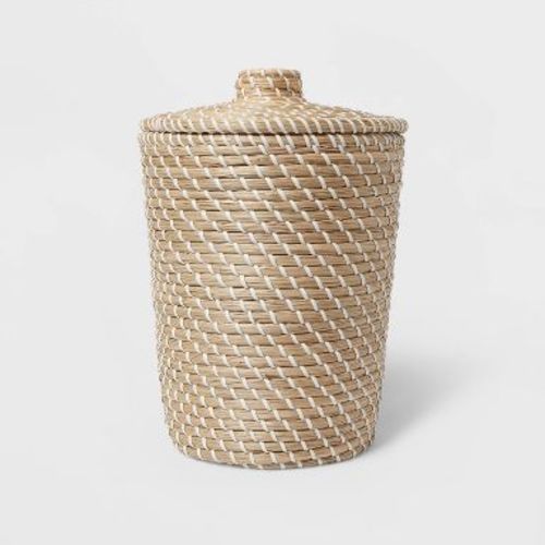 Solid Bathroom Wastebasket Tan - Threshold™: Bohemian Style, 13.19" Height, 568.1ml Capacity