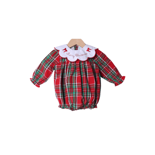 Embroidered Merry Christmas Plaid Bubble