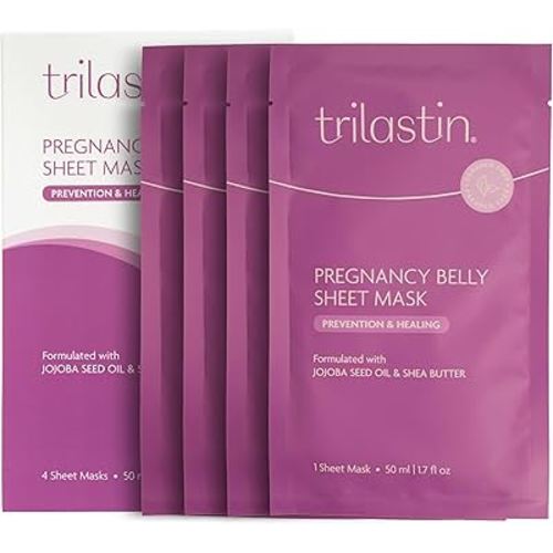 TriLASTIN Belly Masks - Belly Masks for Pregnant Women - Hydrating & Soothing for Itchy Skin - Reduces Stretch Marks - Safe for Sensitive Skin - Paraben & Phthalate-Free - Made in USA - 4 Pack