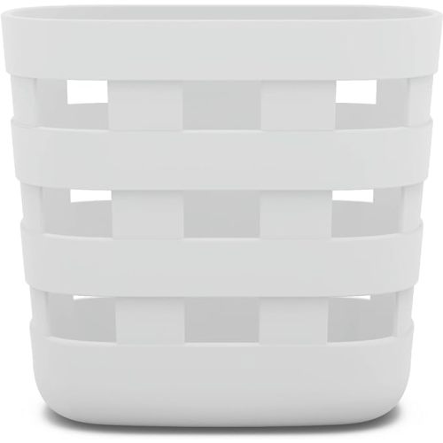 Lalo Bath Time Storage Bin - Keep Items Organized & Dry with Non-Toxic Plastic, Easy Cleanup, Removable Drying Bin, Woven Baby Organizer, Secure Wall Attachment, 9 x 5.5 x 8.5 in - Coconut