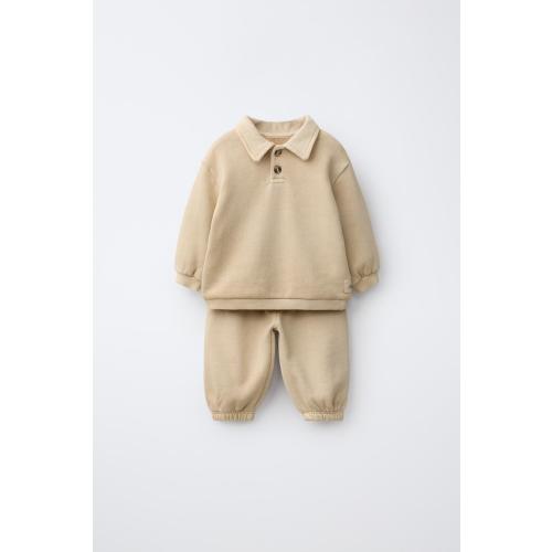 POLO COLLAR SWEATSHIRT AND JOGGER PANTS SET - Light beige | ZARA United States