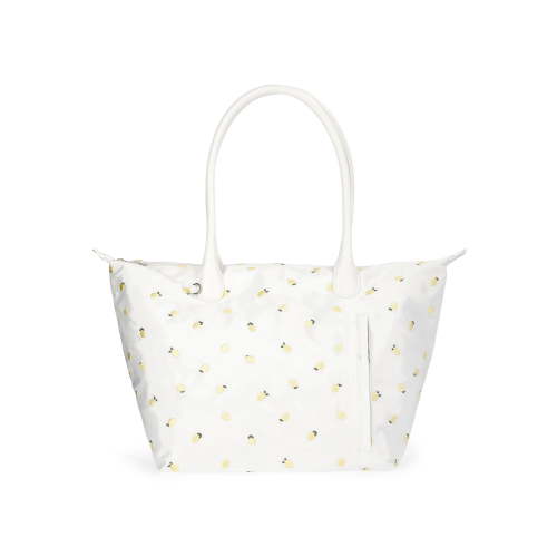 No Boundaries Women's Tote Bag, White with Lemon Embroidery