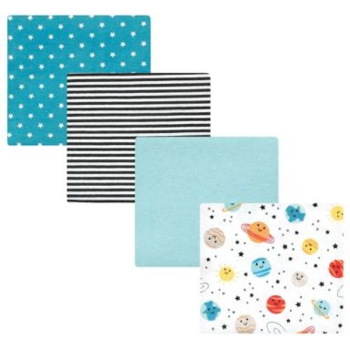 Hudson Baby Infant Boy Cotton Poly Rich Flannel Receiving Blankets, Happy Planets, One Size