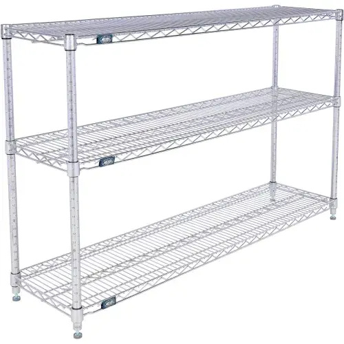 Nexel® 3 Shelf, Chrome Wire Shelving Unit, Starter, 54"W x 14"D x 34"H