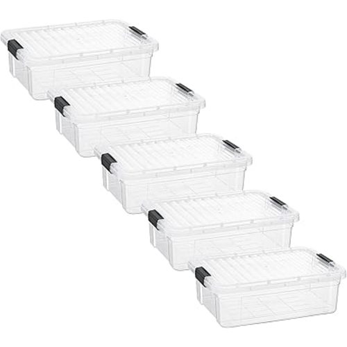 Superio Clear Storage Boxes with Lids, 7.4 Quart BPA Free Plastic Containers, Bins for Organizing, Stackable Crates, Organizer Totes for Home, Office, School, and Dorm