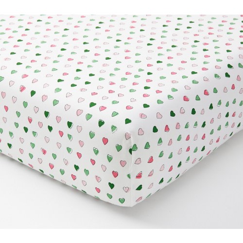 Roller Rabbit Multi Hearts Organic Crib Fitted Sheet