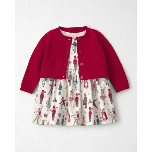 Baby Girl 2-Piece Organic Cotton Cardigan Dress Set in Nutcracker - Little Planet | Carter's