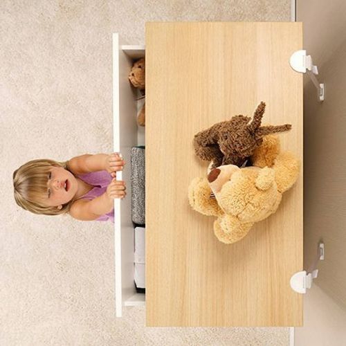 Qdos Zero-Screw Furniture Anti-Tip Kit - White 2pk: Child Safety Locks, Adhesive Mount, Hardware Mount