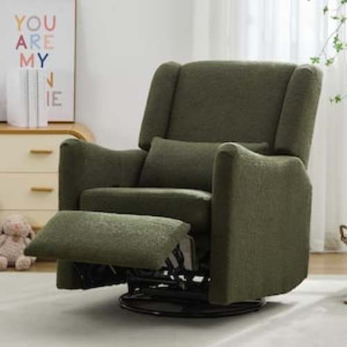 29.5 in. W Wingback Seaweed Green Fabric Swivel Manual Recliner Chair, Glider Rocker, Rocking Chair Nursery